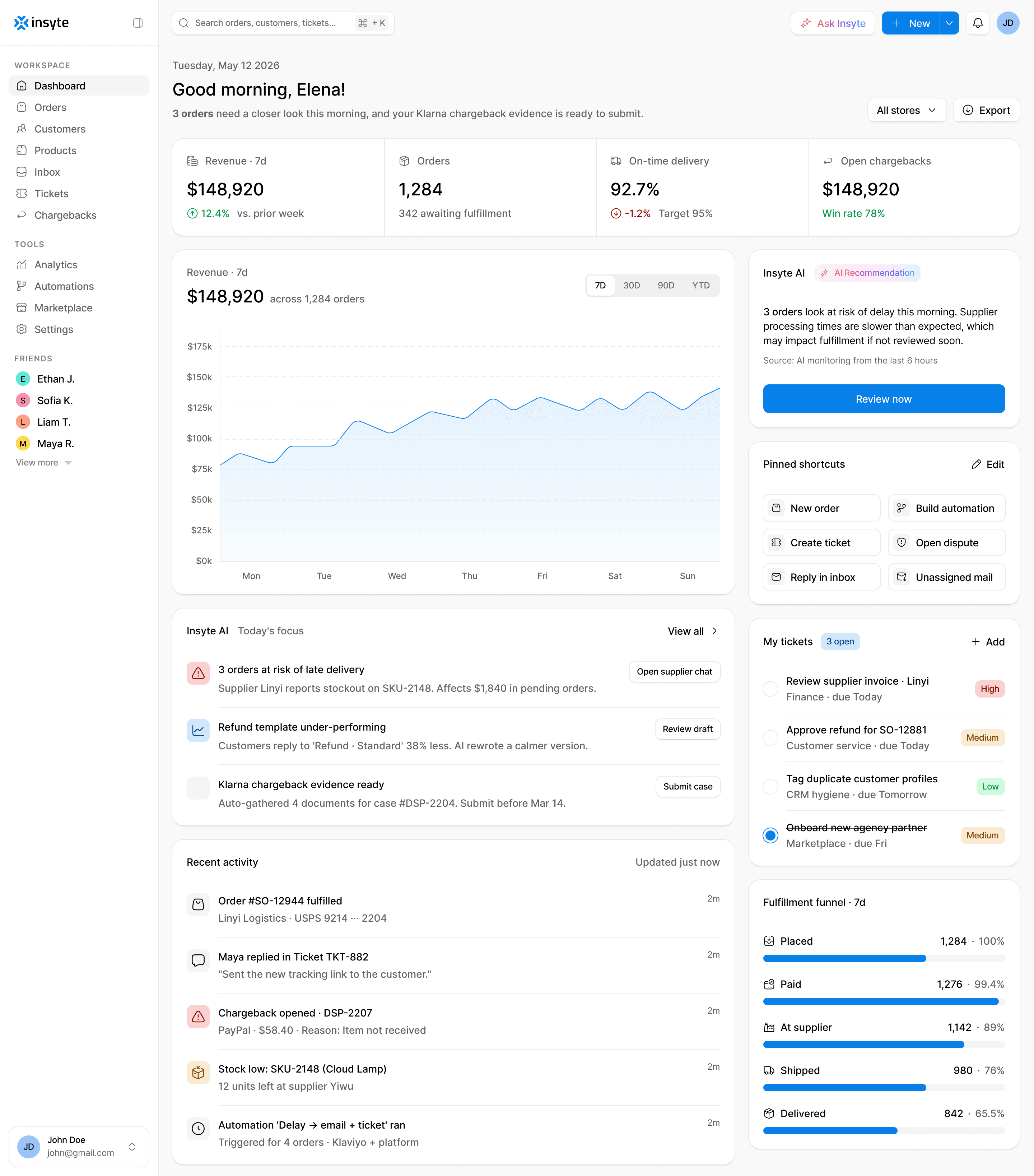 Insyte, The workspace dropshipping operators move into when their store grows past one person