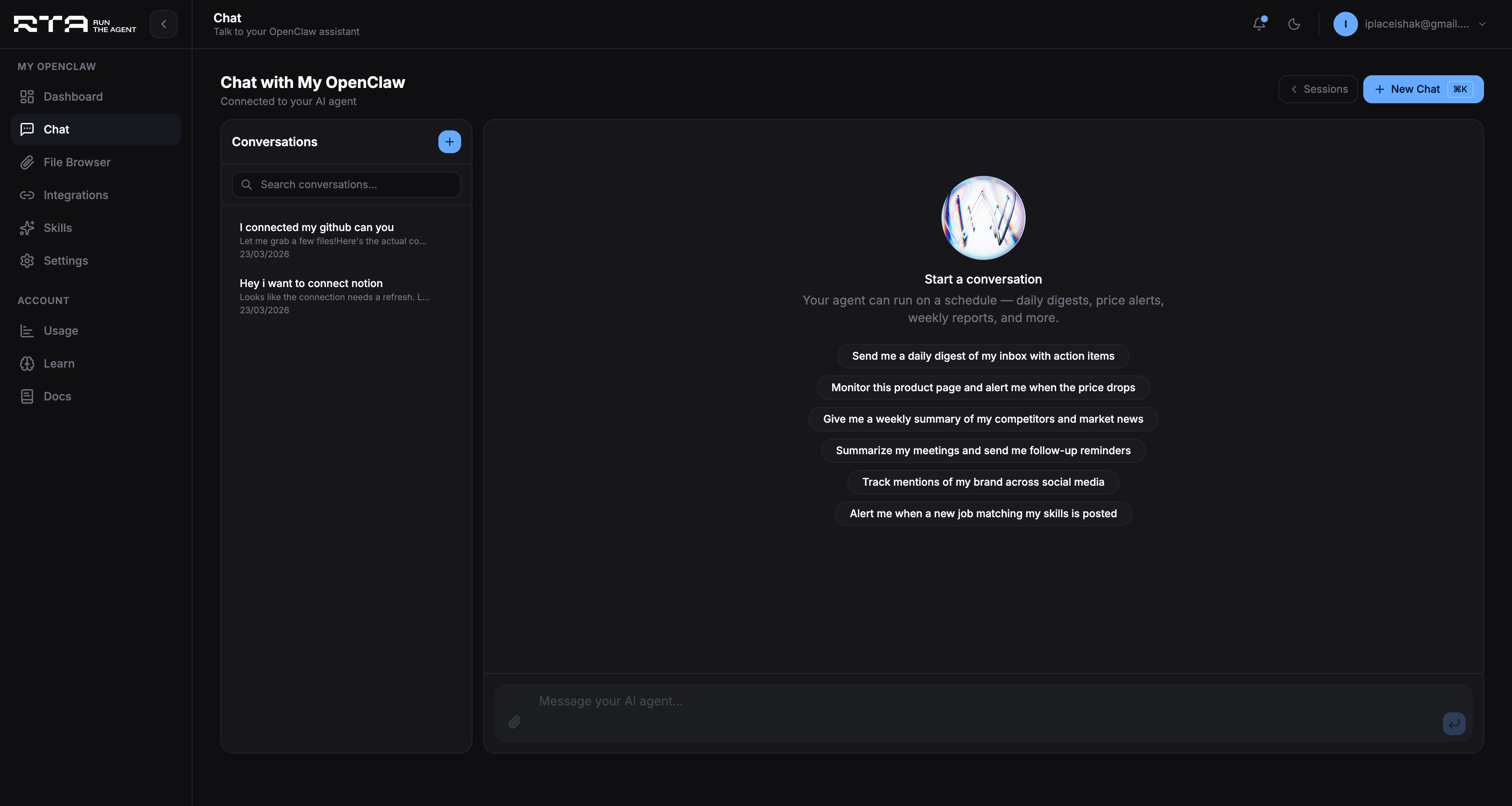 RunTheAgent, OpenClaw set up and managed for you, running 24/7 with one click
